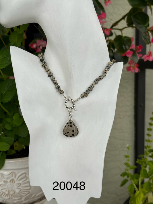 Dalmatian Jasper stone, sterling silver .925 pendant