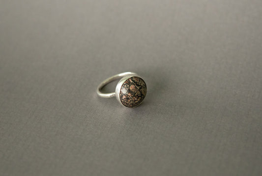 Leopard skin Jasper and sterling silver, size 8 1/2