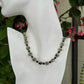 Rutilated stone with dark olive crystal sterling silver .925 necklace  17” or 45cm
