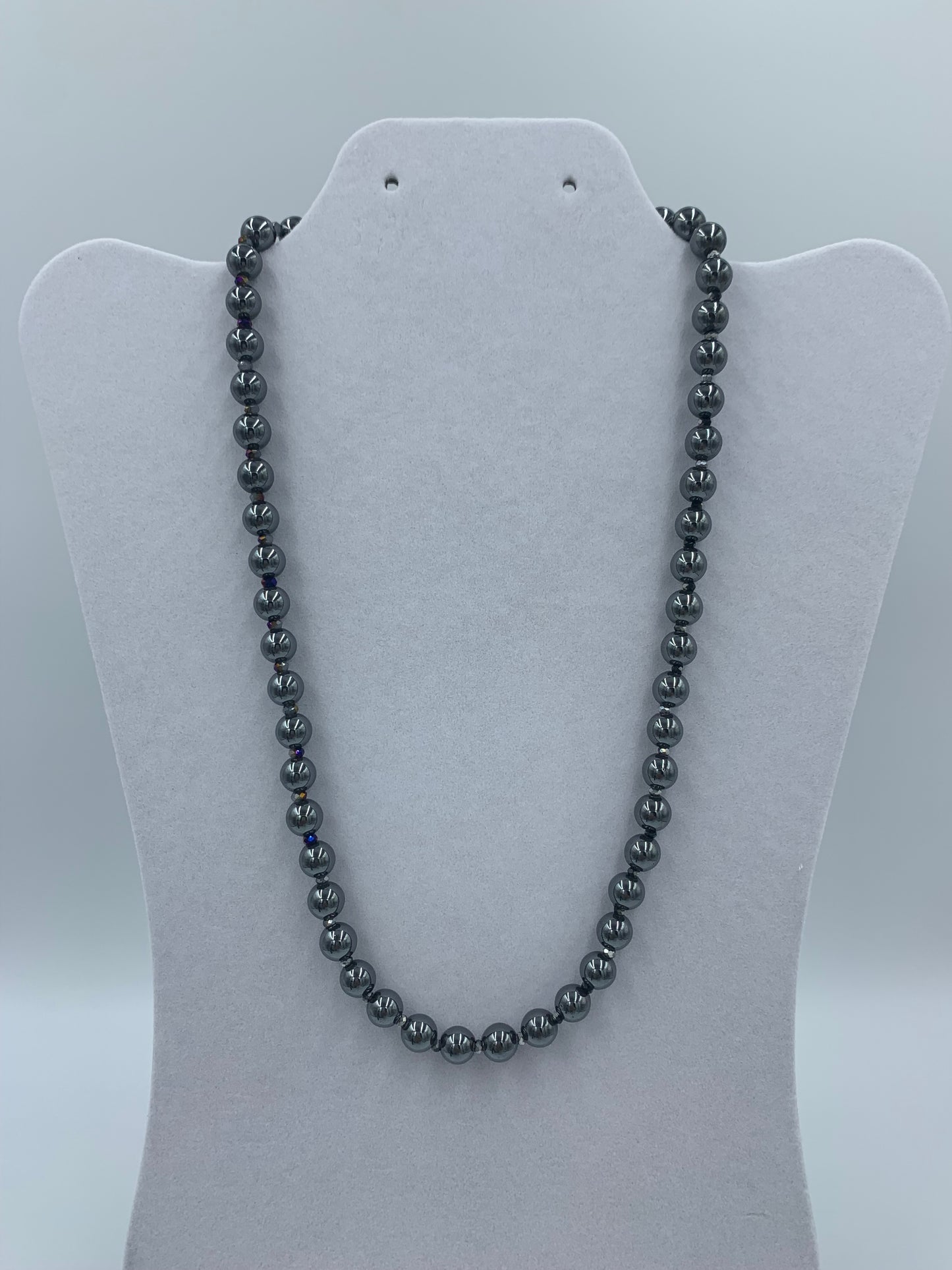 Hematite and crystal sterling silver .925 necklace  20” or 51cm