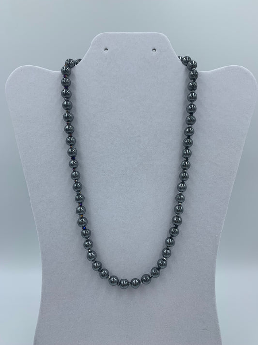 Hematite and crystal sterling silver .925 necklace  20” or 51cm