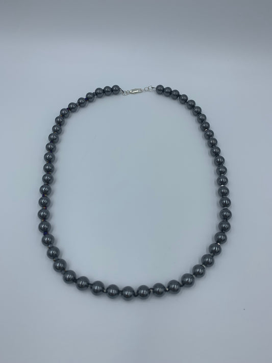 Hematite and crystal sterling silver .925 necklace  20” or 51cm